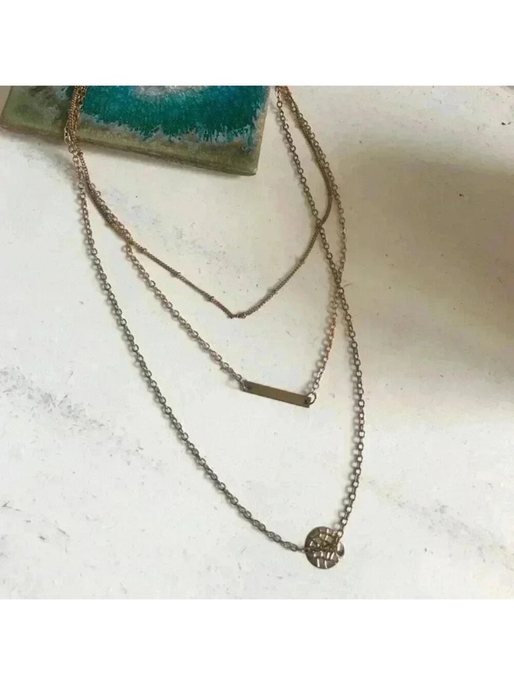 Delicate Gold Chain Layered Necklace - Picture 2 of 4